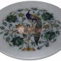 8" White Dish Collectible Plate Lapis Peacock Semi Precious Art Christmas Gifts