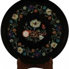 12" Black Marble Decorative Plate Mop Inlay Semi Precious Patio Veterans Gift