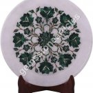 10" Marble Dish Plate Malachite Inlay Floral Fine Art New Year Eve Gift Special 10" Marble Dish Plate Malachite Inlay Floral Fine Art New Year Eve Gift Special