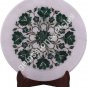 10" Marble Dish Plate Malachite Inlay Floral Fine Art New Year Eve Gift Special