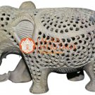 6" Marble Handmade Soap Stone Elephant Sculpture Filigree Bedroom Decor Gifts