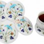White Marble Coaster Set Handicraft Inlay Precious Stone Floral Arts Decor E1983