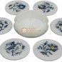 White Marble Coaster Set Handicraft Inlay Precious Stone Floral Arts Decor E1981