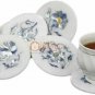 White Marble Coaster Set Handicraft Inlay Precious Stone Floral Arts Decor E1981