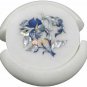 White Marble Coaster Set Handicraft Inlay Precious Stone Floral Arts Decor E1981