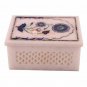 3"x2" White Modern Jewelry Lidded Box Lapis Inlaid Floral Art Halloween Gifts