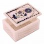 3"x2" White Modern Jewelry Lidded Box Lapis Inlaid Floral Art Halloween Gifts