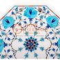 12" Marble White Custom Table Turquoise Inlay Floral Design Thanksgiving Gift