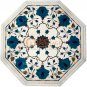 12" Marble White Custom Table Turquoise Inlay Floral Design Thanksgiving Gift