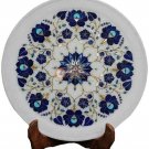 12" Marble White Dinner Plate Lapis Inlaid Marquetry Floral Columbus Gifts Decor 12" Marble White Dinner Plate Lapis Inlaid Marquetry Floral Columbus Gifts Decor