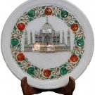 15" White Round Plate Taj Mahal Inlay Multi Stone Floral Art Veterans Gift Decor 15" White Round Plate Taj Mahal Inlay Multi Stone Floral Art Veterans Gift Decor