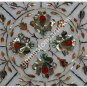 12" Marble White Plate Pauashell Inlaid Floral Marquetry Art Columbus Gift Decor
