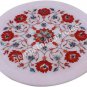 12" Marvulesh Inlaid Dinner Plate Carnelian Marquetry Floral Art Columbus Gifts