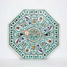 White Marble Coffee Table Semi Precious Unique Marquetry Fruit Art Hallway Decor