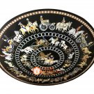 48" Black Marble Dining Counter Height Table Top Attractive Inlaid Design E1216 48" Black Marble Dining Counter Height Table Top Attractive Inlaid Design E1216