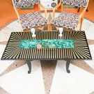 Black Marble Center Dining Table Top Malachite Brass Unique Art Living Decor