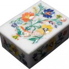 4"x3"x2" Marble White Jewelry Vintage Box Semi Precious Floral Inlay Arts Decor 4"x3"x2" Marble White Jewelry Vintage Box Semi Precious Floral Inlay Arts Decor