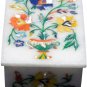 4"x3"x2" Marble White Jewelry Vintage Box Semi Precious Floral Inlay Arts Decor