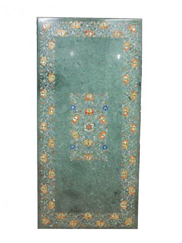 3'x6' Green Marble Center Dining Table Top Hakik Marquetry Inlay Furniture Decor
