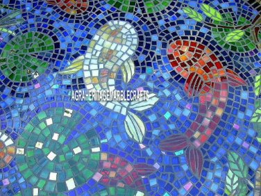 Marble Dining Table Top Mosaic Cubes Lapis Inlay With Beautiful Home Decor H3814