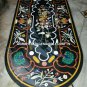 Black Marble Dining Hallway Table Top Floral Peacock Inlay Arts Furniture H3314