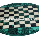 Marble Round Coffee Chess Table Top Malachite Marquetry Inlay Home Decor H2046