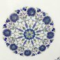 24" White Marble Coffee Table Top Marquetry Lapis Lazuli Inlay Living Room Decor