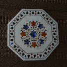 24" White Marble Marquetry Coffee Dining Table Top Handmade Pietra Dura New Gift