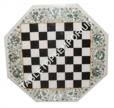 30" White Marble Coffee Center Table Top Malachite Seashell Inlay Decor H4906A