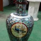 18'' Pauashell Random Marble Flower Vase Peacock Inlay Art Restaurant Decor E406