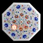 22" Marble Coffee Table Top Peacock Lapis Carnelian Multi Inlay Floral Arts H025