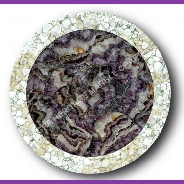 30" Marble Agate Round Coffee Table Top Handmade Design Decor E1343