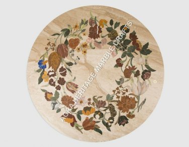 30" Decorative Marble Coffee Garden Table Top Inlay Fine Art Patio Decor H5161A