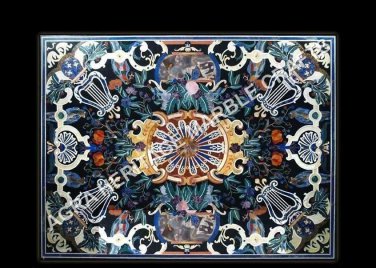 4'x2' Black Marble Dining Hallway Table Top Pietra Dura Inlay Garden Decor H4871