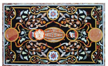 4'x2' Black Marble Dining Garden Table Top Pietra Dura Inlay Hallway Decor H5662