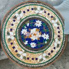 24" Marble Marquetry Top Coffee Table Stone Mosaic