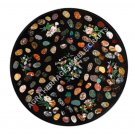 24" Marble Black Coffee Center Table Top Muli Marquetry Inlay Garden Decor H4818