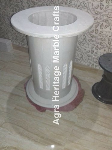 24"x15" White Modern Marble Stand Filigree Handmade Art Living Decor E579