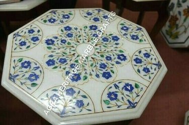 24" Marble Kitchen Top Coffee Table Lapis Malachite Inlay Hallway Decor H3398A