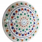 24" White Marble Coffee Table Top Marquetry Malachite Multi Inlay Decor H2940