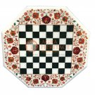 24" Marble Chess Octagon Table Top Carnelian Inlay New Year Furniture Decor E129