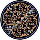 24" Black Marble Coffee Bedroom Table Top Marquetry Lapis Inlay Home Decor H4962