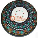 30" Marble Kitchen Coffee Table Top Malachite Inlay Floral Art Home Decor H5680