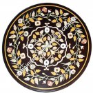 30" Marble Coffee Bedroom Black Table Top Marquetry Inlay Decor Furniture H3482A