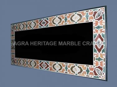 4'x2' Black Restaurant Dining Table Top Pietra Dura Inlaid Furniture Decor H5683