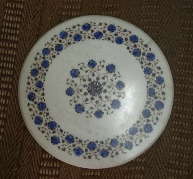 30" Marble Coffee Dining Table Top Lapis Inlaid Pietra Dura Handmade Decor Art