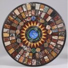 30" Black Marble Coffee Center Table Top Multi Marquetry Inlay Patio Decor H4820
