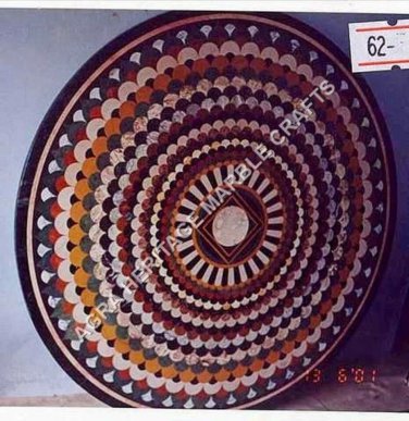 30" Black Marble Round Coffee Custom Table Top Mosaic Inlay Kitchen Decor H5015