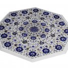 30" Marble Coffee Table Top Lapis PauaShell Inlaid Floral Art Special Home Decor