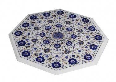 30" Marble Coffee Table Top Lapis PauaShell Inlaid Floral Art Special Home Decor